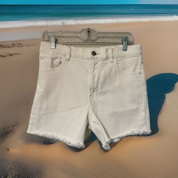 Faherty Womens Size 29  White Sunwashed Cut Off Raw Hem Denim Summer Shorts - Picture 1 of 13